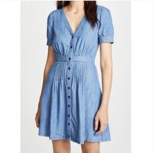 Cute Madewell Denim Daylily Button Down Dress Size 4 Short Sleeve V Neck Blue